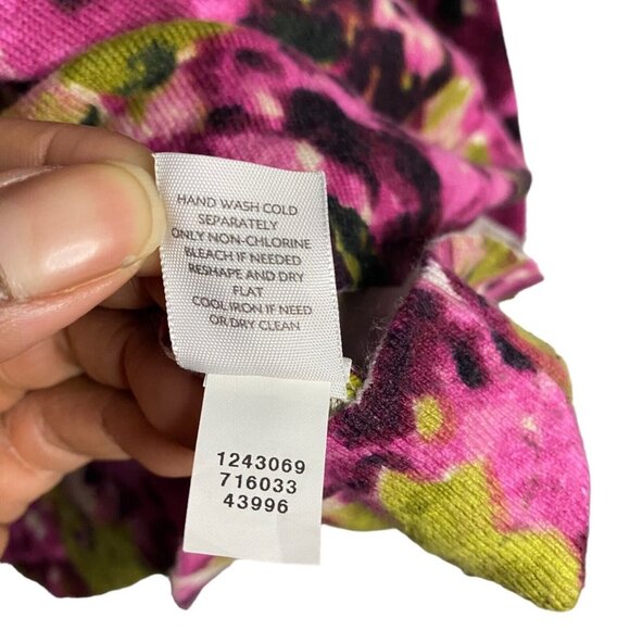 J. Jill Women's Purple Floral Round Neck Knit Top - Picture 6 of 7